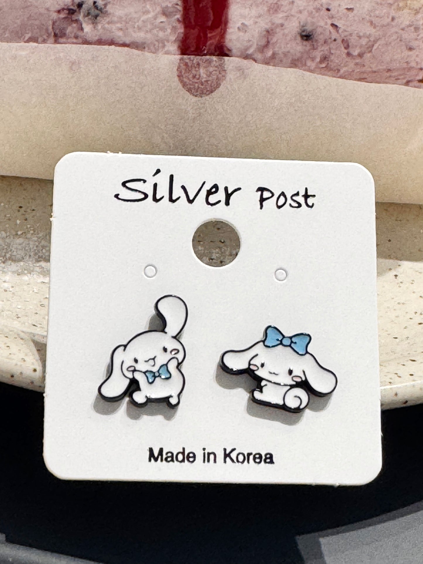 Cinnamoroll Mismatched Silver Post Earrings – Handmade in Korea
