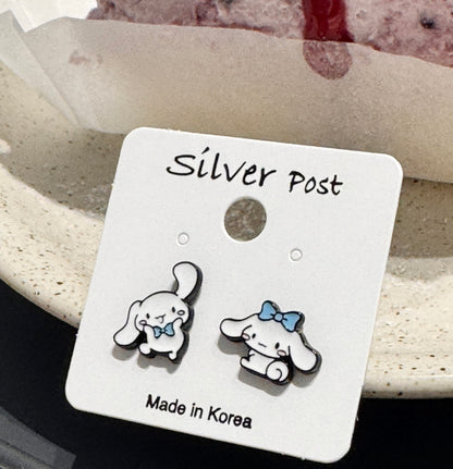 Cinnamoroll Mismatched Silver Post Earrings – Handmade in Korea