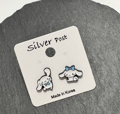Cinnamoroll Mismatched Silver Post Earrings – Handmade in Korea