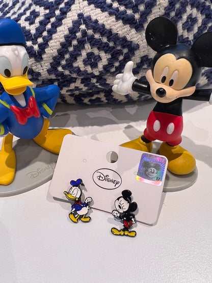 Donald & Mickey Inspired Two-Way Earrings with Silver Post, Handmade in Korea