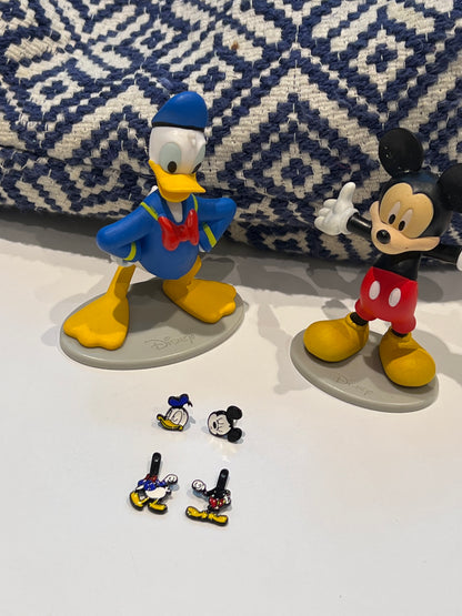 Donald & Mickey Inspired Two-Way Earrings with Silver Post, Handmade in Korea