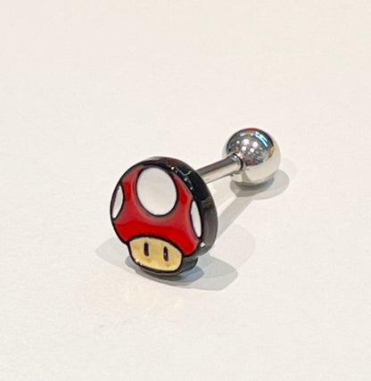 Super Mario Question Box/Star Barbell Ball Earring (Handmade in Korea)
