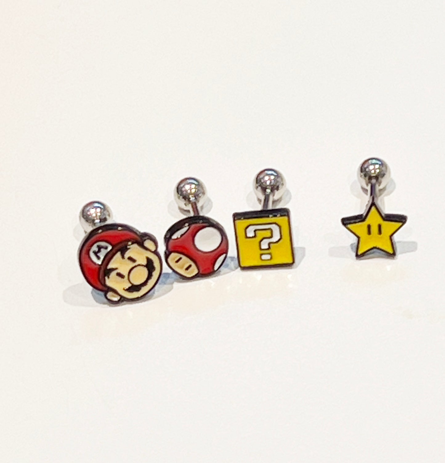 Super Mario Question Box/Star Barbell Ball Earring (Handmade in Korea)