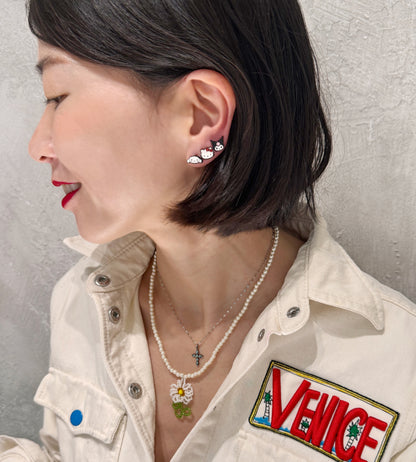 Sanrio-Inspired 4pc Silver Post Earring Set – Kuromi, Hello Kitty, Cinnamoroll & Pompompurin | Handmade in Korea