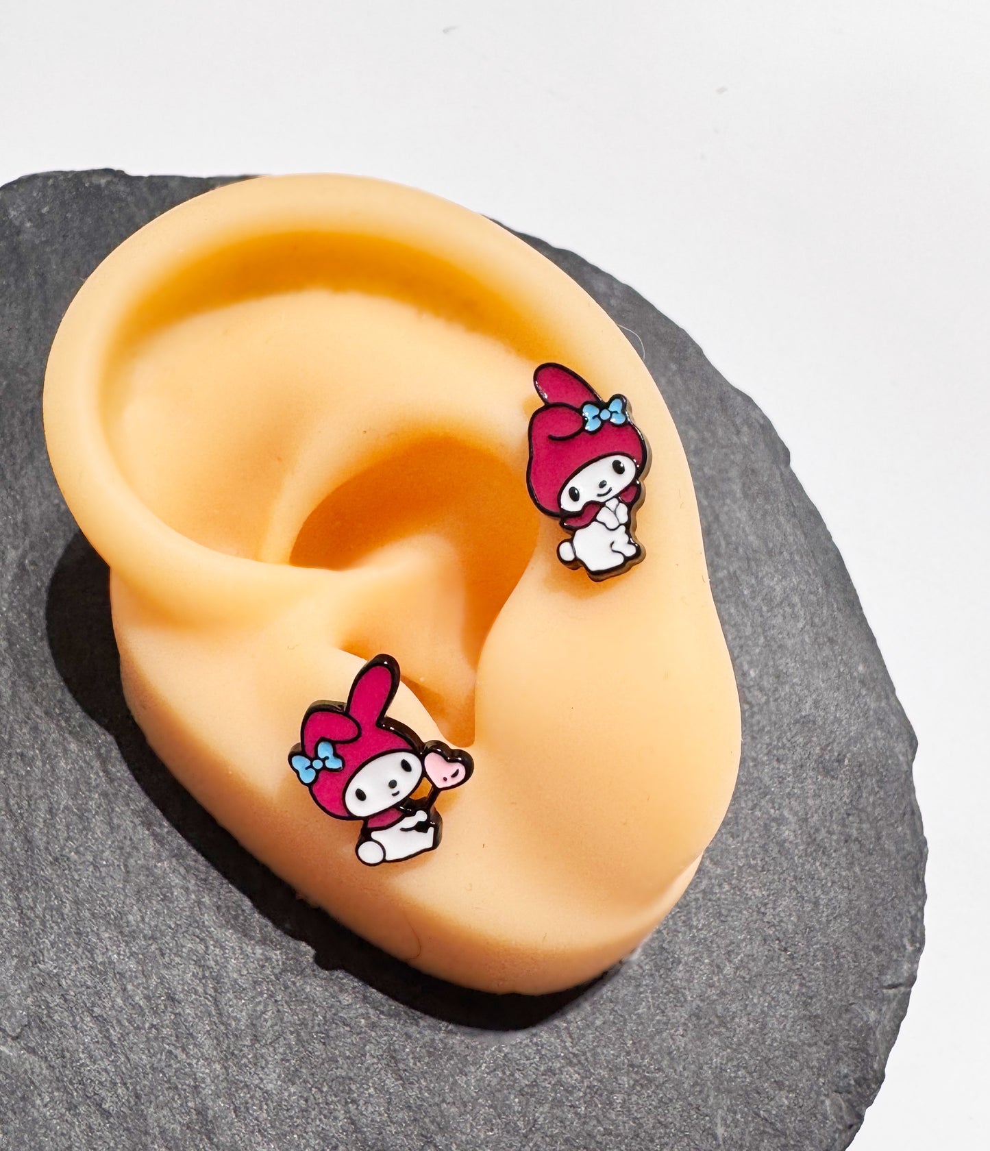 My Melody inspired earrings handmade in Korea product shot