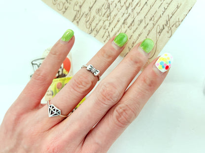 925 Sterling Silver Geometric Diamond Cut-Out Ring - Modern Silver Statement Band US Size 4-13