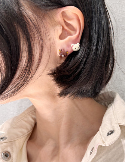 Sanrio Rilakkuma Inspired Mismatched Silver Post Earrings