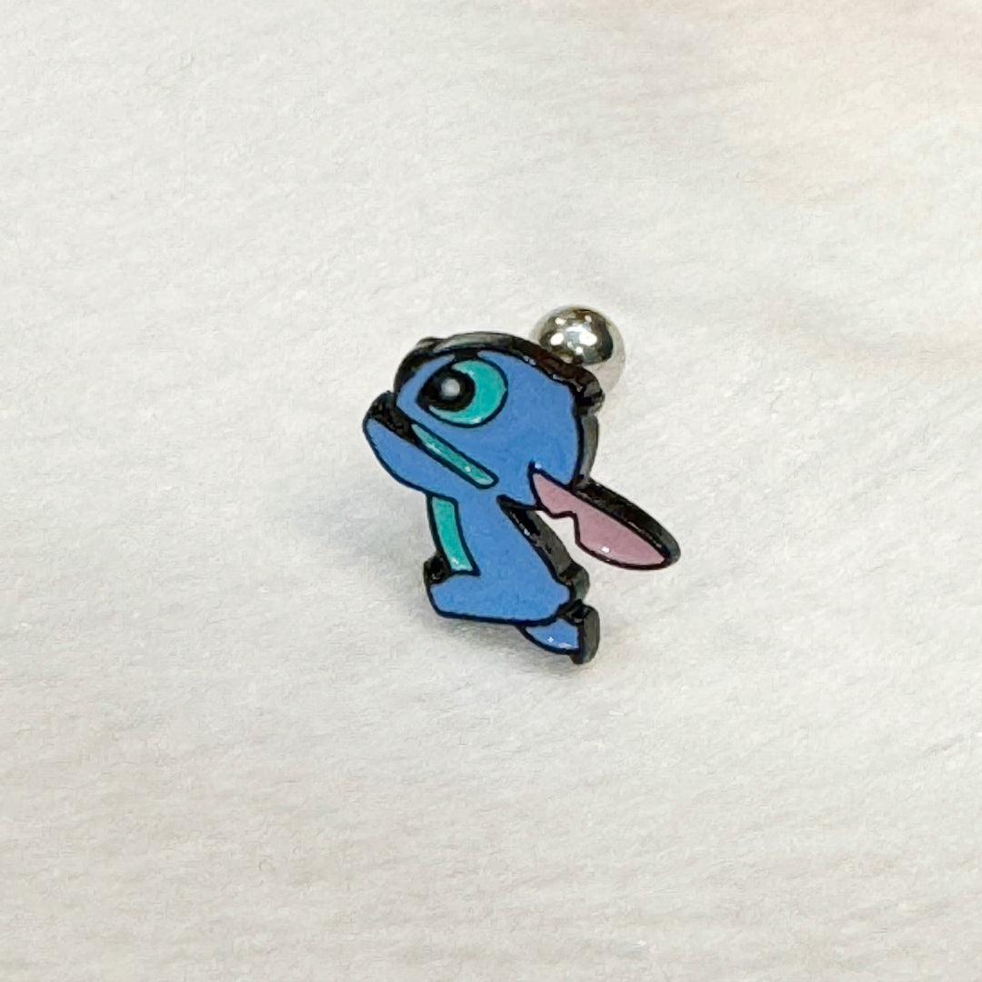 Lilo & Stitch-Inspired Barbell Earrings  Handmade Cartoon Studs in Surgical Steel