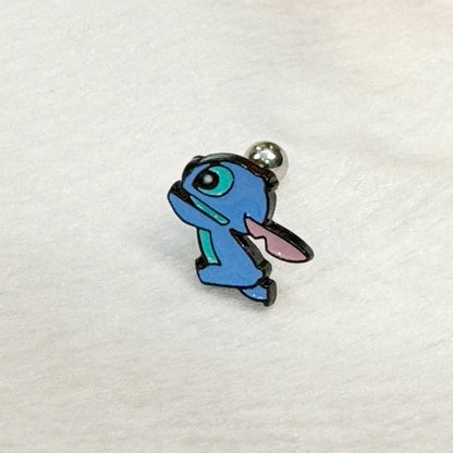 Lilo & Stitch-Inspired Barbell Earrings  Handmade Cartoon Studs in Surgical Steel
