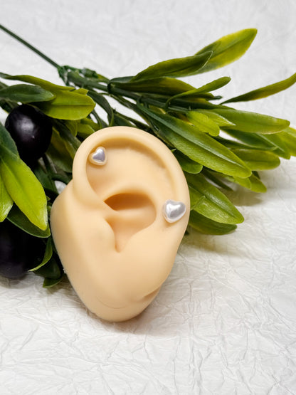 Aurora Heart Pearl Barbell - 4 Types | Helix, Conch, Tragus Earring