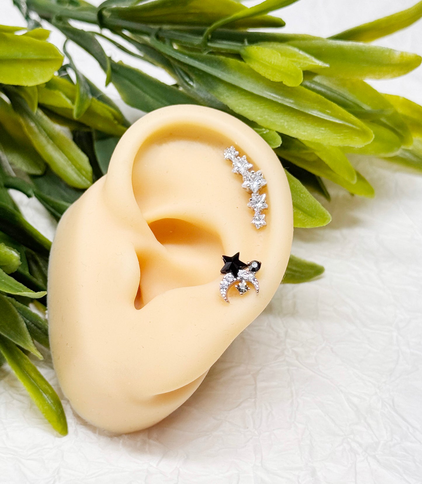 CZ Star Curved Barbell - Cartilage Piercing Earring