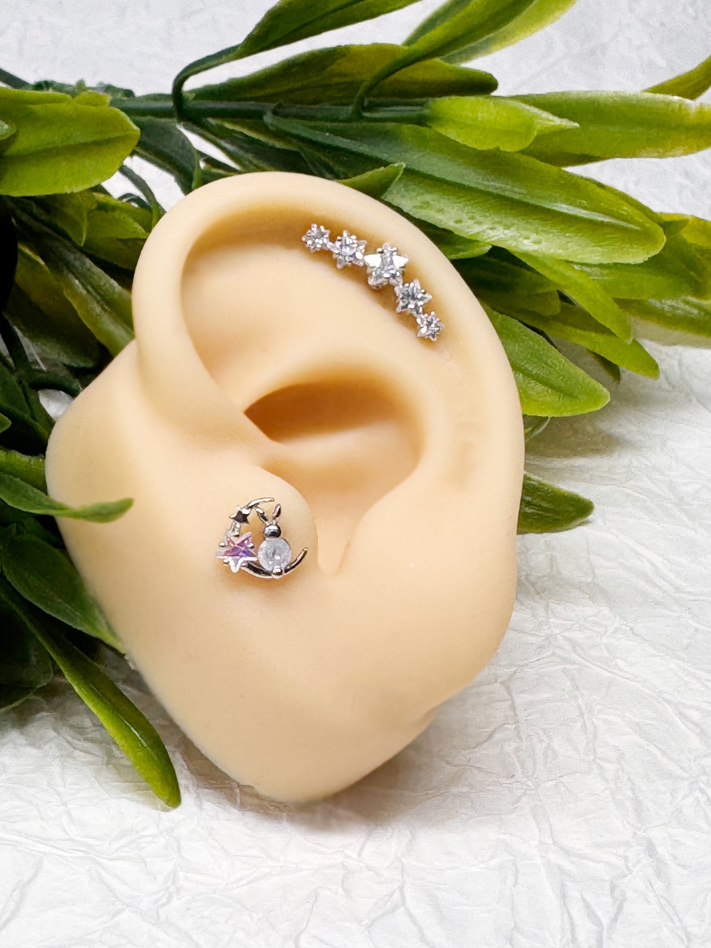 CZ Star Curved Barbell - Cartilage Piercing Earring