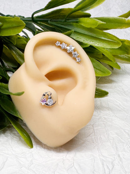 CZ Star Curved Barbell - Cartilage Piercing Earring