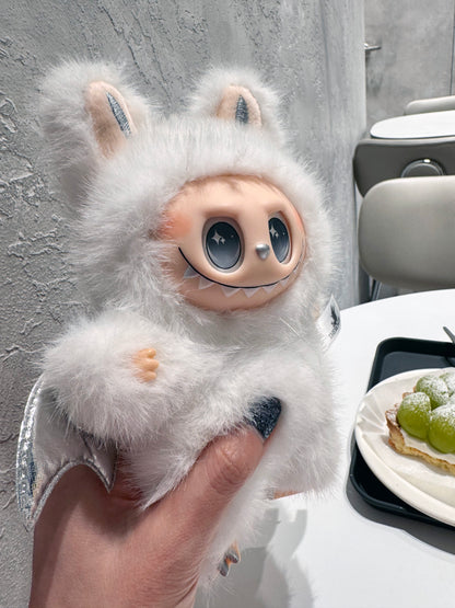 Labubu Inspired Plush Keychain - White, Black, and Pink Characters | ZIMOMO