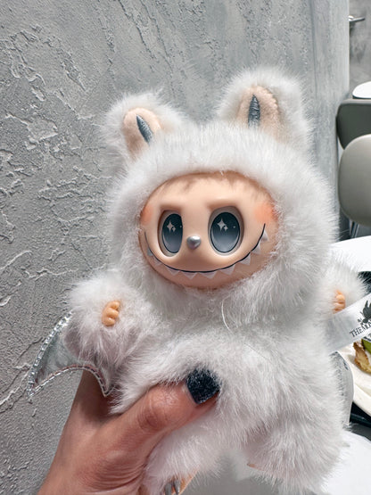 Labubu Inspired Plush Keychain - White, Black, and Pink Characters | ZIMOMO