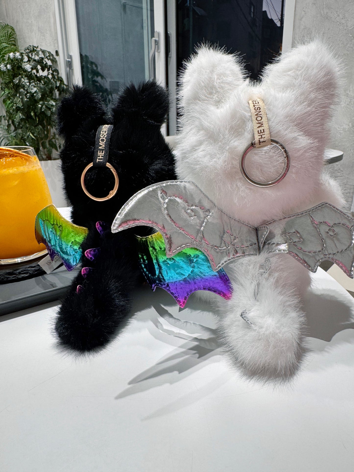 Labubu Inspired Plush Keychain - White, Black, and Pink Characters | ZIMOMO