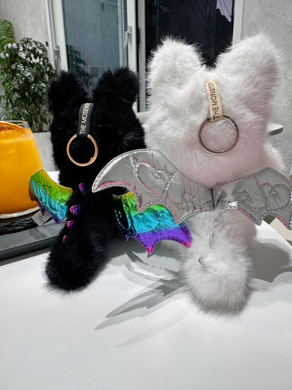 Labubu Inspired Plush Keychain - White, Black, and Pink Characters | ZIMOMO