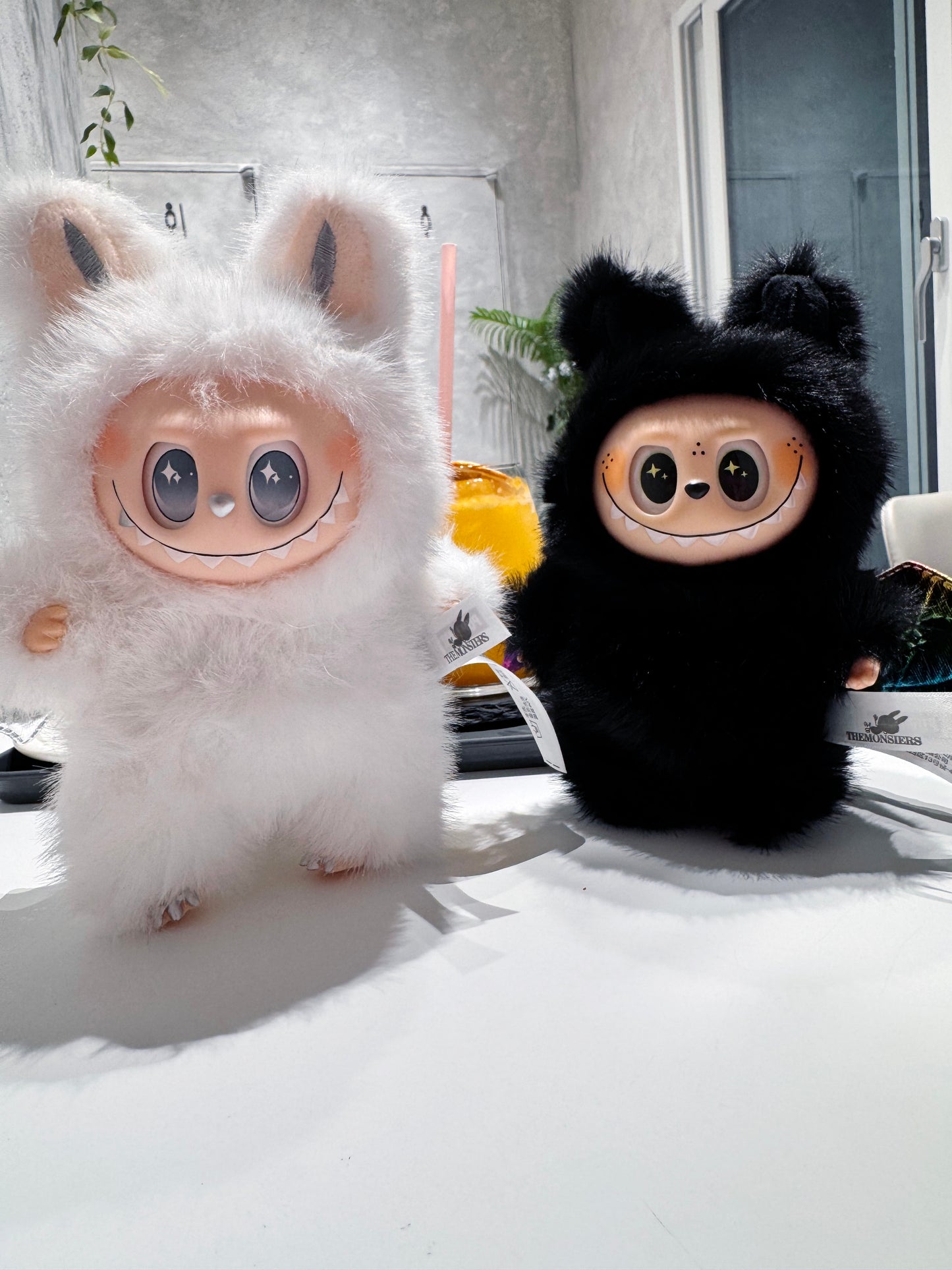 Labubu Inspired Plush Keychain - White, Black, and Pink Characters | ZIMOMO