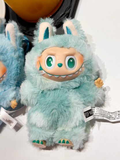 Fluffy Monster Plush Keychain — Labubu Inspired, Cute Bag Charm (Green / Blue)