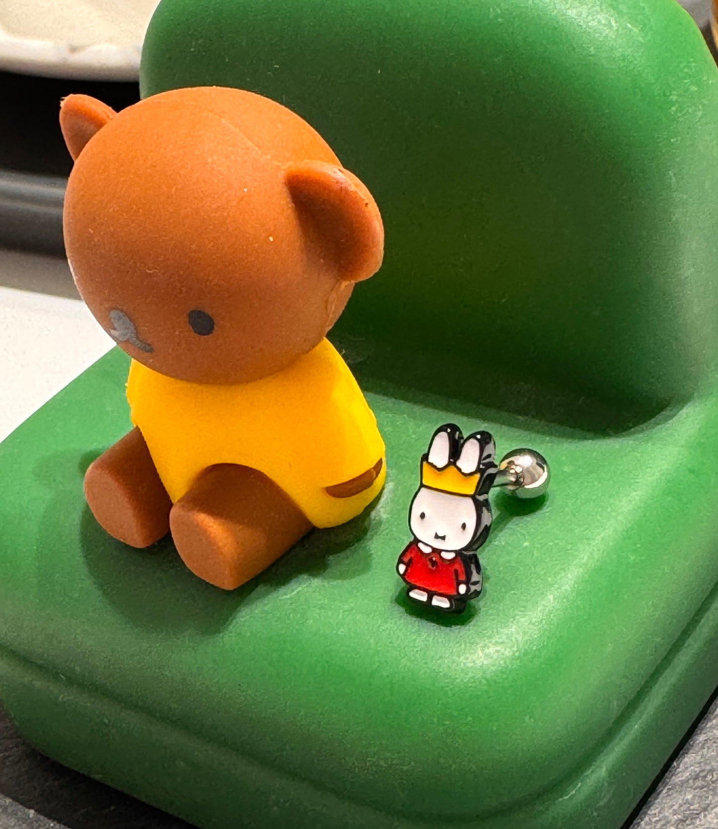 Miffy Barbell Earring - Surgical Steel Cartilage Stud | Type 1 & 2 | Made in Korea