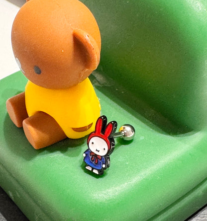 Miffy Barbell Earring - Surgical Steel Cartilage Stud | Type 1 & 2 | Made in Korea