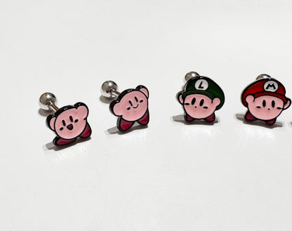 Kirby Pink Puffball — Star Allies Inspired Handmade Barbell Earrings Made in Korea