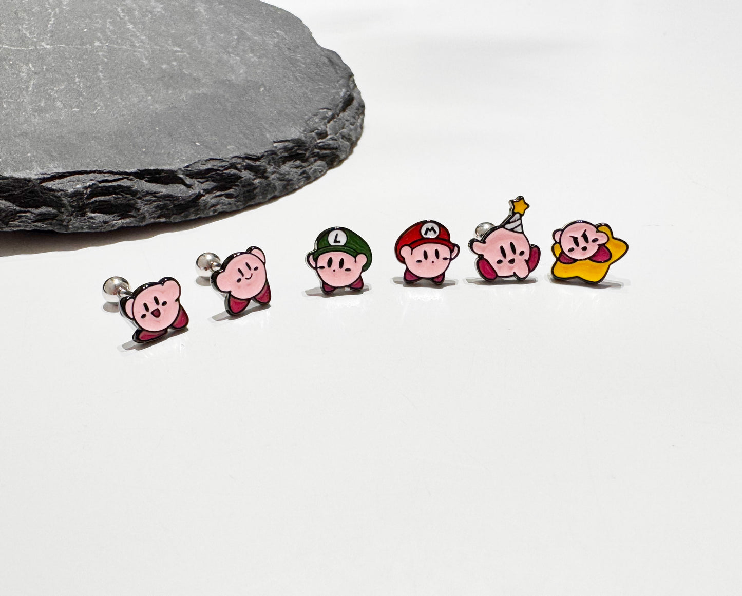 Kirby Pink Puffball — Star Allies Inspired Handmade Barbell Earrings Made in Korea