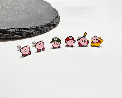 Kirby Pink Puffball — Star Allies Inspired Handmade Barbell Earrings Made in Korea