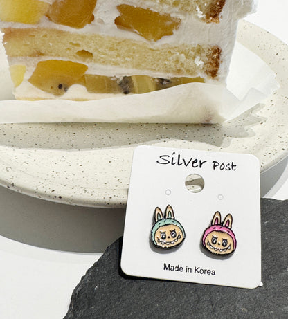 LaBubu Inspired Silver Post Character Stud Earrings