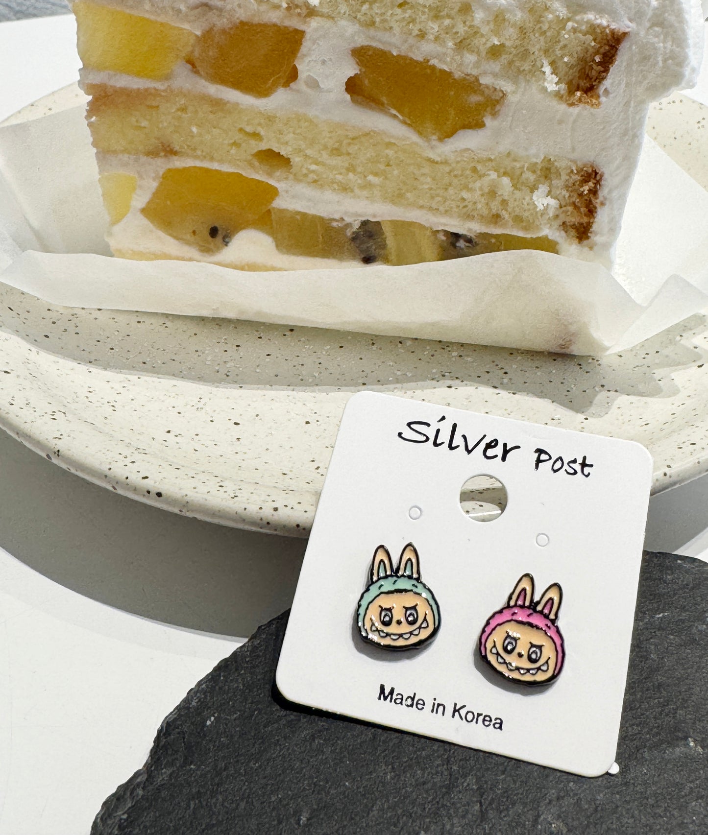 LaBubu Inspired Silver Post Character Stud Earrings