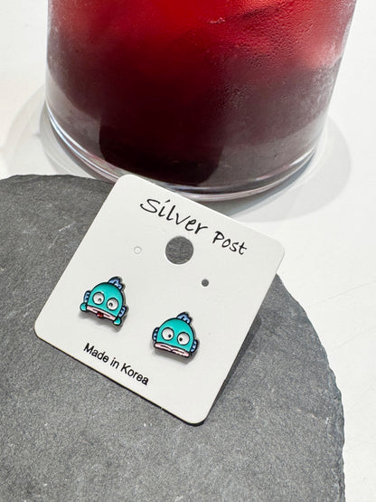 Handmade Sanrio-Inspired Hangyodong Character Earrings Silver Post
