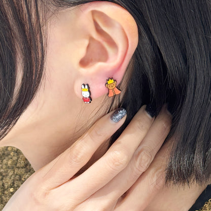 Miffy Inspired Bunny & Bear Earrings — Handmade Mismatched Silver Post Studs