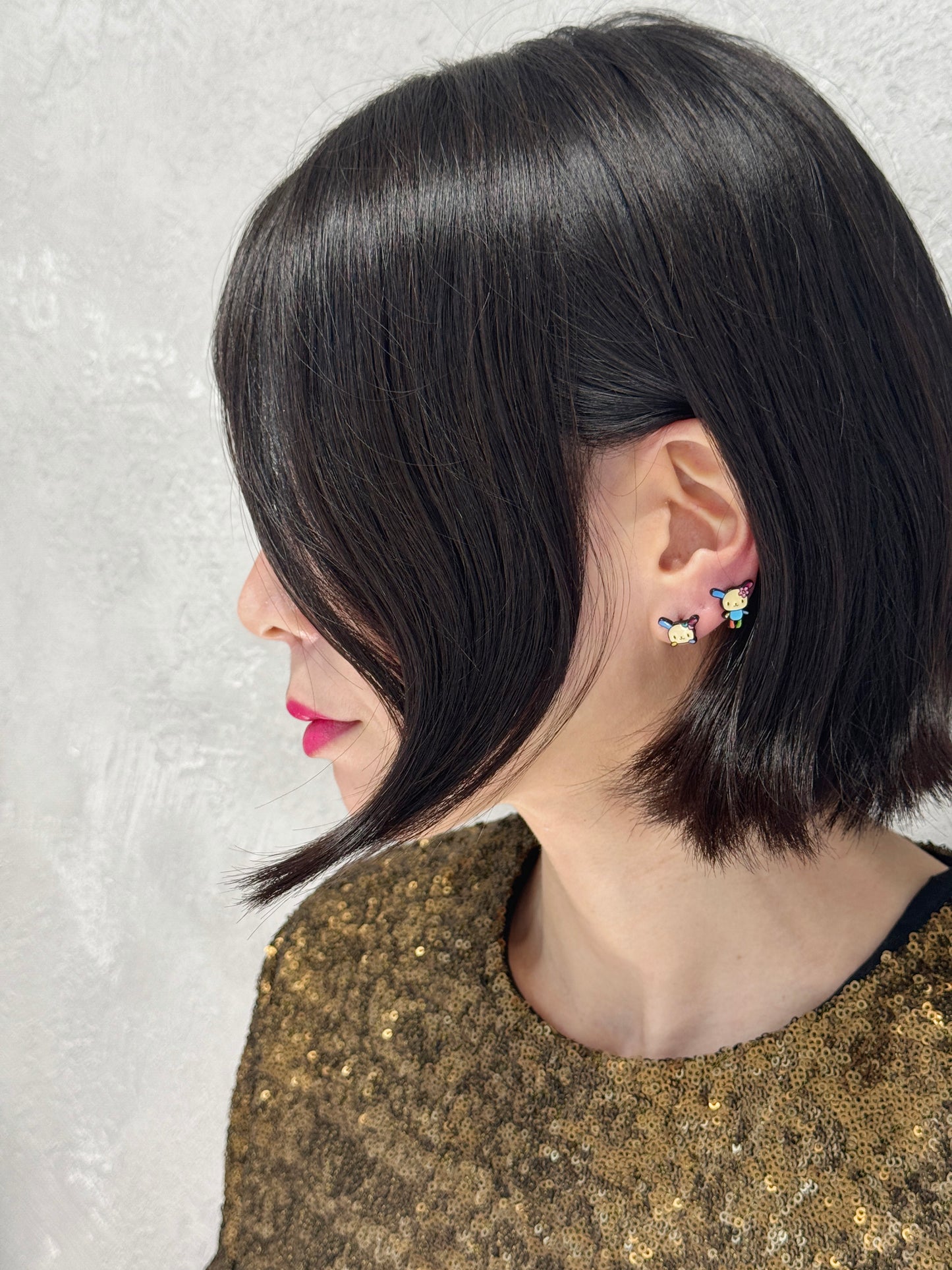 Usahana Style Asymmetric Bunny Earrings – Sterling Silver Post, Handmade Cute Character Studs