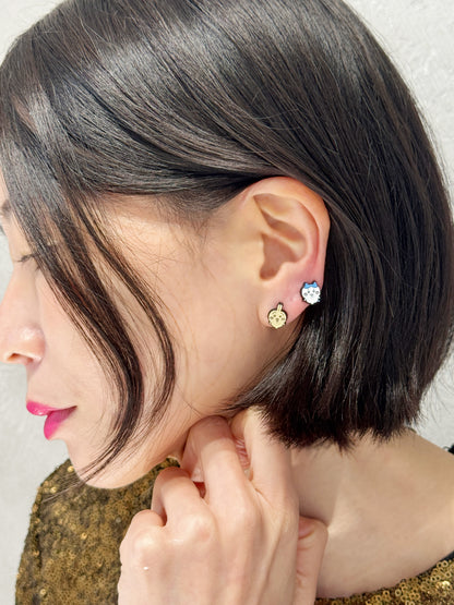 Chiikawa-Inspired Silver Stud Earrings Set, 2 Type Bunny, Cat, Hamster