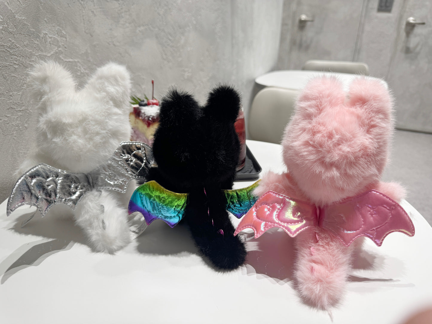 Labubu Inspired Plush Keychain - White, Black, and Pink Characters | ZIMOMO