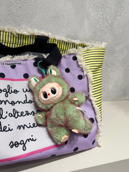 Gimomo Dragon Labubu Keychain - Aurora Gradient Plush Bunny Charm