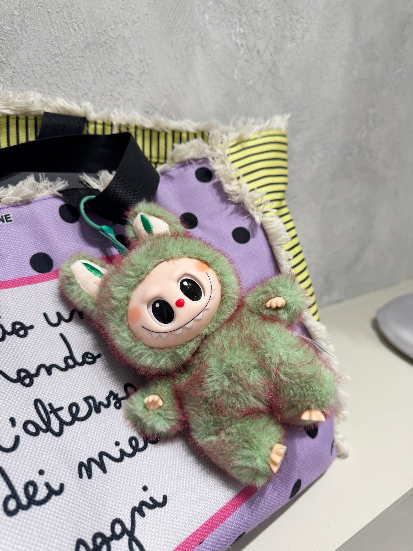 Aurora gradient Labubu charm with drink kawaii lifestyle