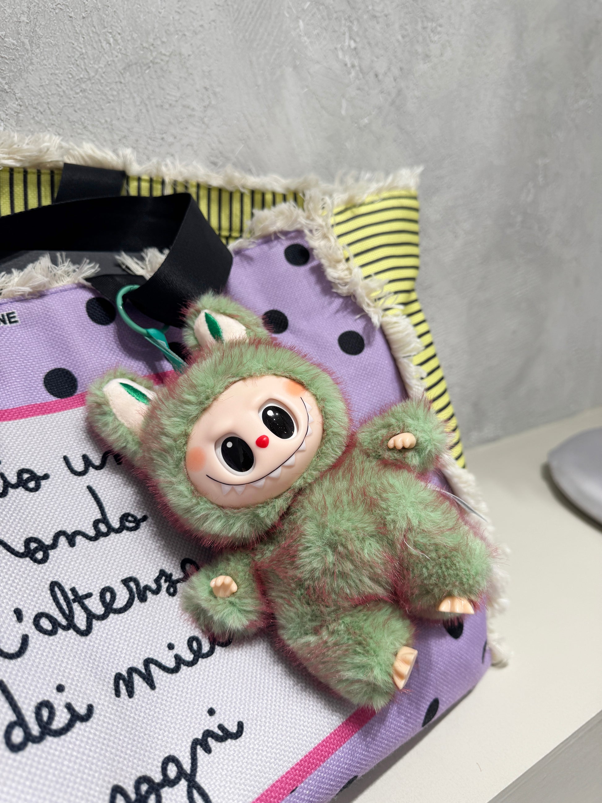 Aurora gradient Labubu charm with drink kawaii lifestyle