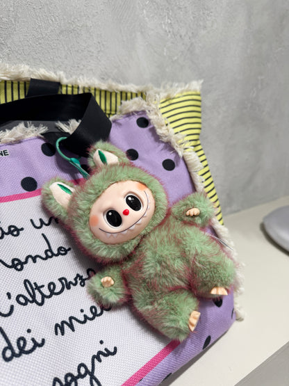 Aurora gradient Labubu charm with drink kawaii lifestyle