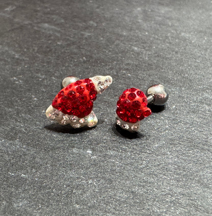 Santa Hat or Mitten CZ Barbell Ball Earrings – Christmas Surgical Steel Studs
