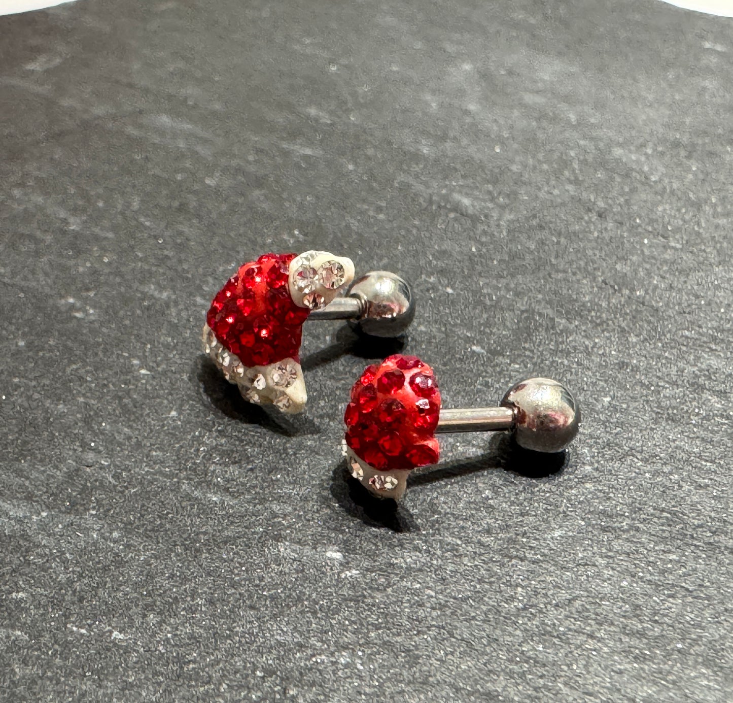 Santa Hat or Mitten CZ Barbell Ball Earrings – Christmas Surgical Steel Studs
