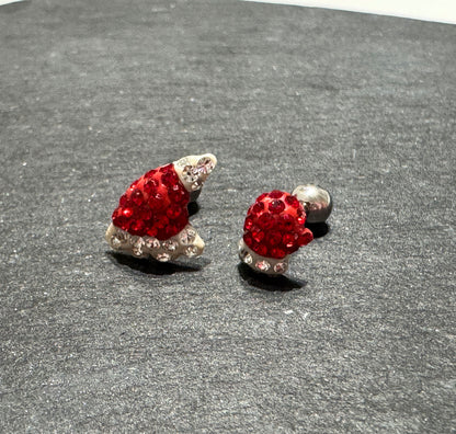 Santa Hat or Mitten CZ Barbell Ball Earrings – Christmas Surgical Steel Studs