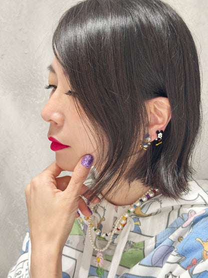 Donald & Mickey Inspired Two-Way Earrings with Silver Post, Handmade in Korea