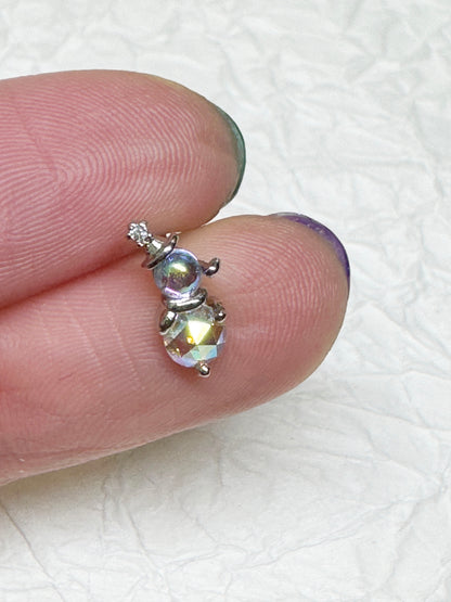 Crystal Snowman & Reindeer Barbell Stud in Surgical Steel