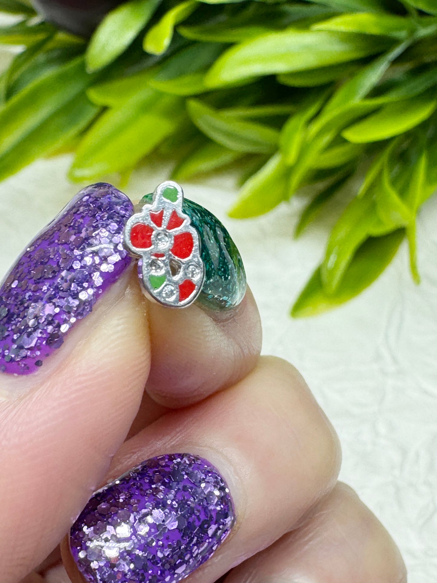 Christmas Mini Barbell Stud Earrings – Tree, Candy Cane, Gift, Rudolph – Handmade in Korea