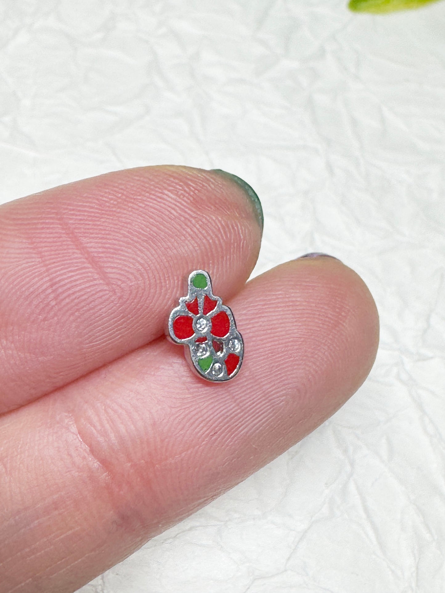 Christmas Mini Barbell Stud Earrings – Tree, Candy Cane, Gift, Rudolph – Handmade in Korea