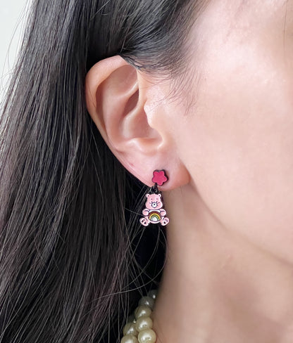 Rainbow Care Bear Earrings – Dangle & Two-Way Options