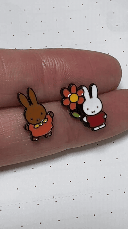Miffy & Melanie Mismatched Enamel Stud Earrings | 925 Silver Post