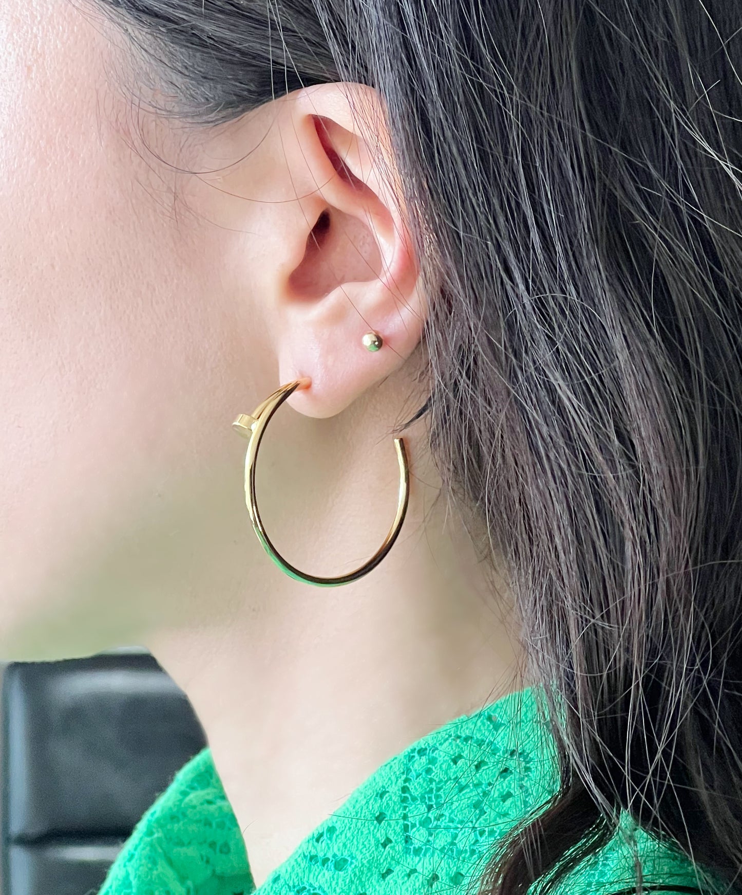 Modern Screw Hoop Earrings | Brass Titanium Posts | Gold Silver Rose Gold