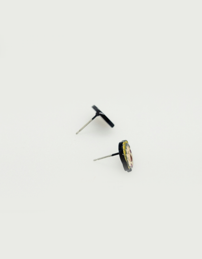 Chibi Maruko-chan Mismatched Enamel Stud Earrings - 925 Silver Post | Made in Korea